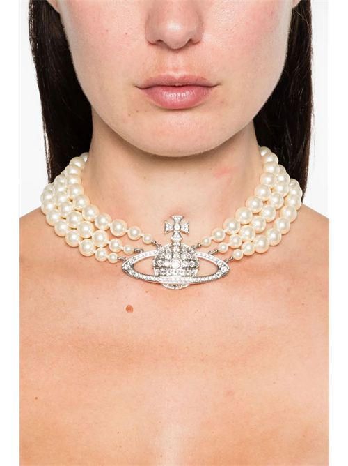 Three Row Pearl Relief Necklace VIVIENNE WESTWOOD | 6303000702P127CNP127